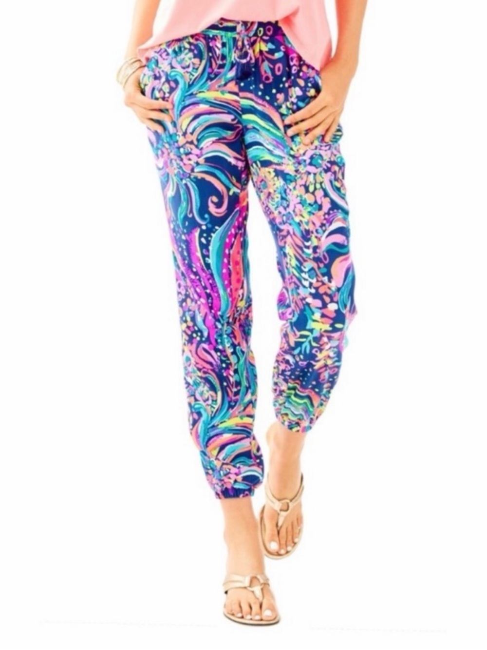 Lilly Pulitzer Piper Joggers in Beach Loot Size S | Rare